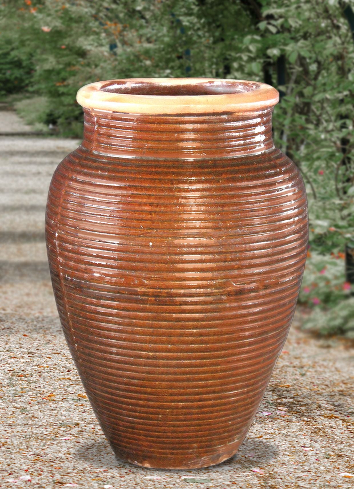 Ridged Antique Brown Planter
