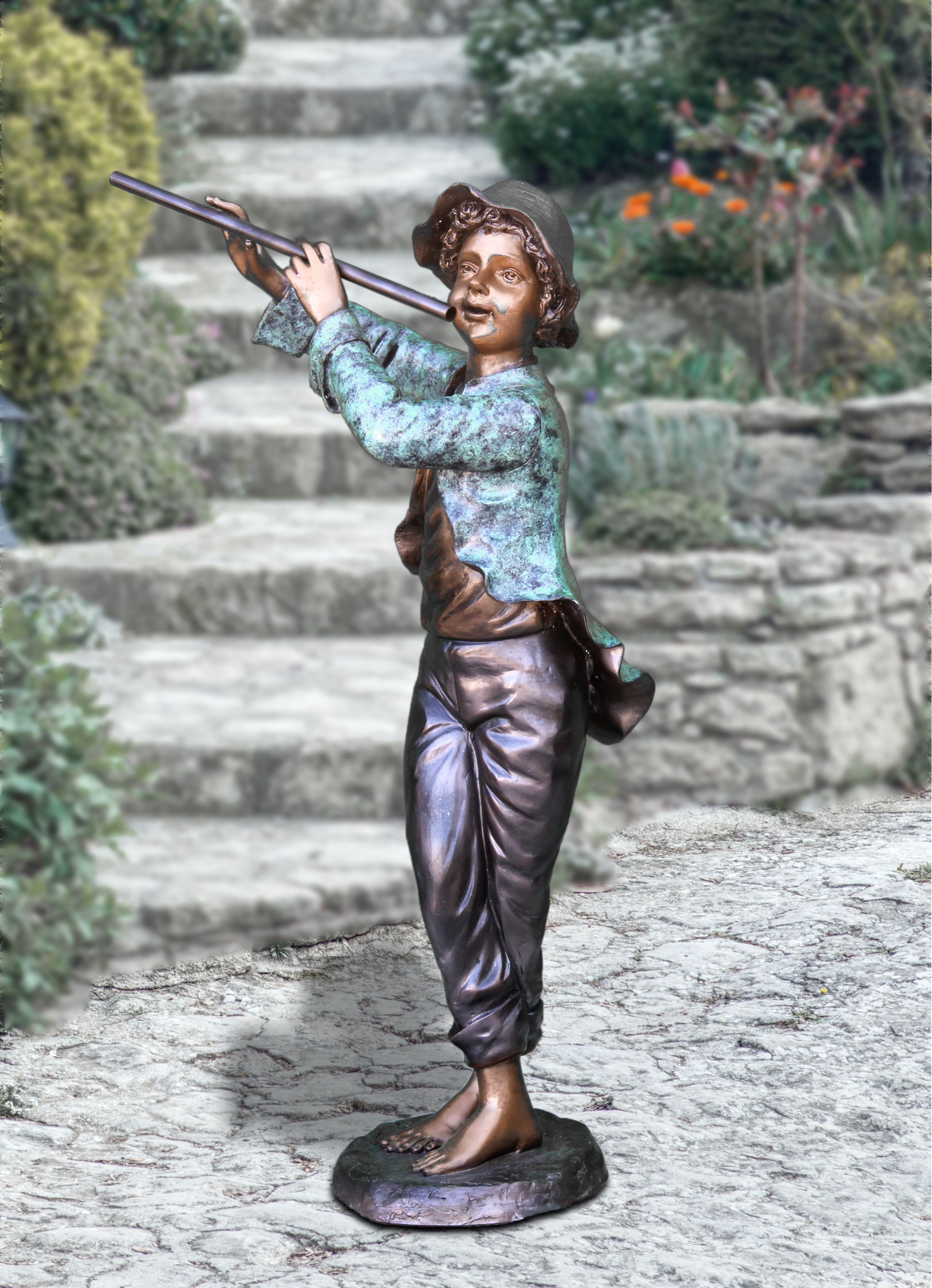 Cherubs Flute Musical Bronze Statue