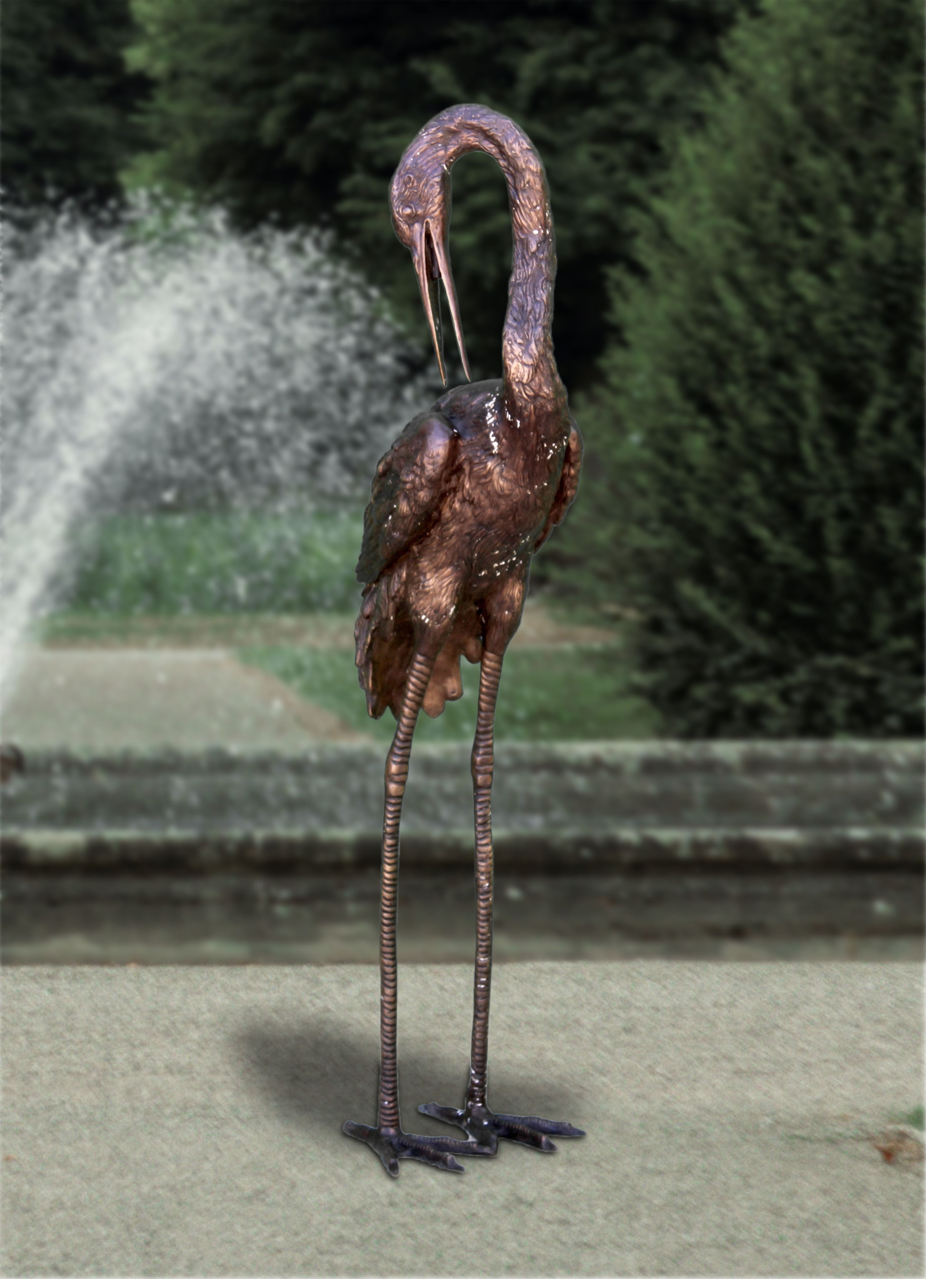 Crane Graceful Arc Bronze Statue