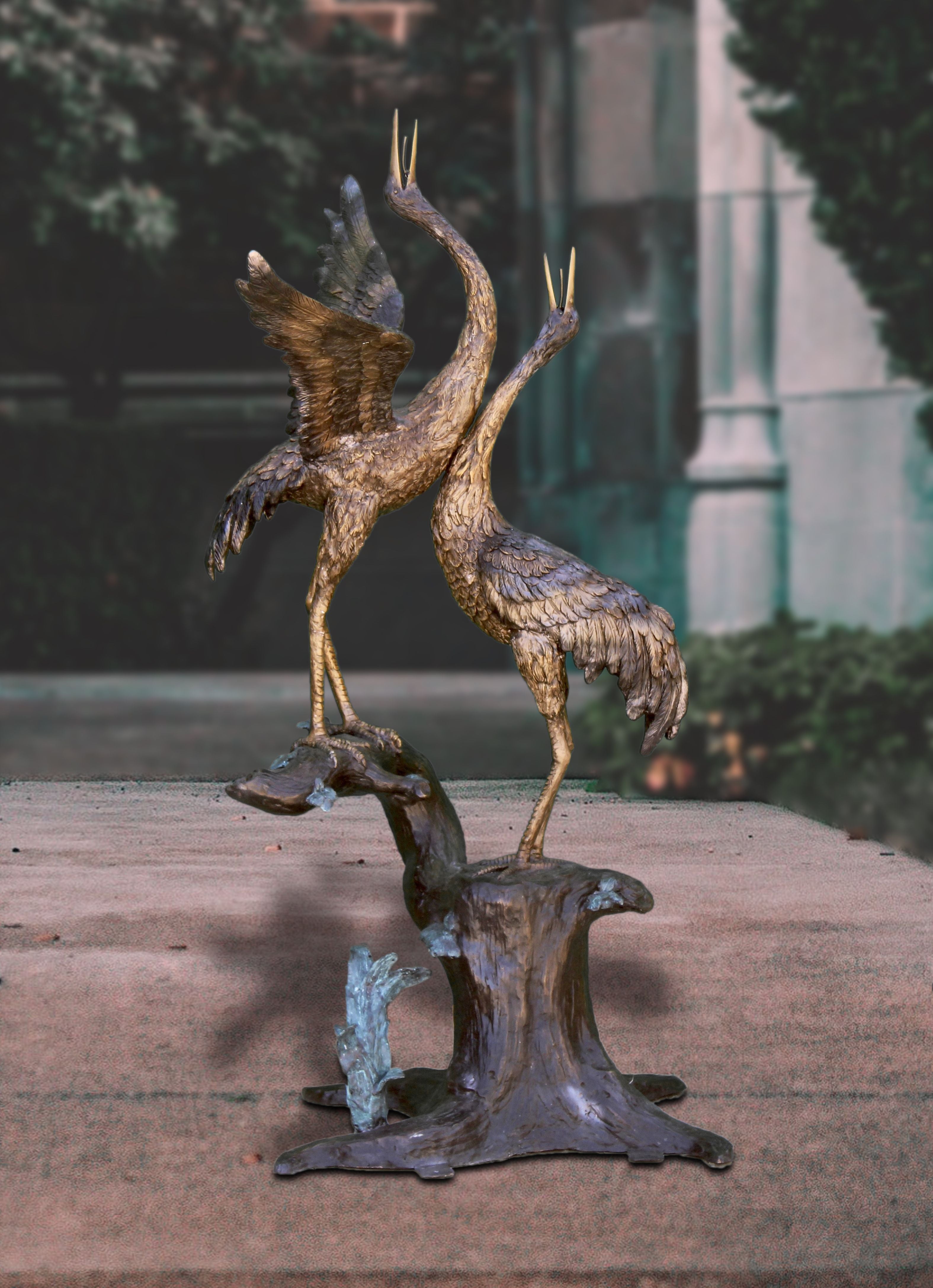 Dancing Cranes Bronze Statue