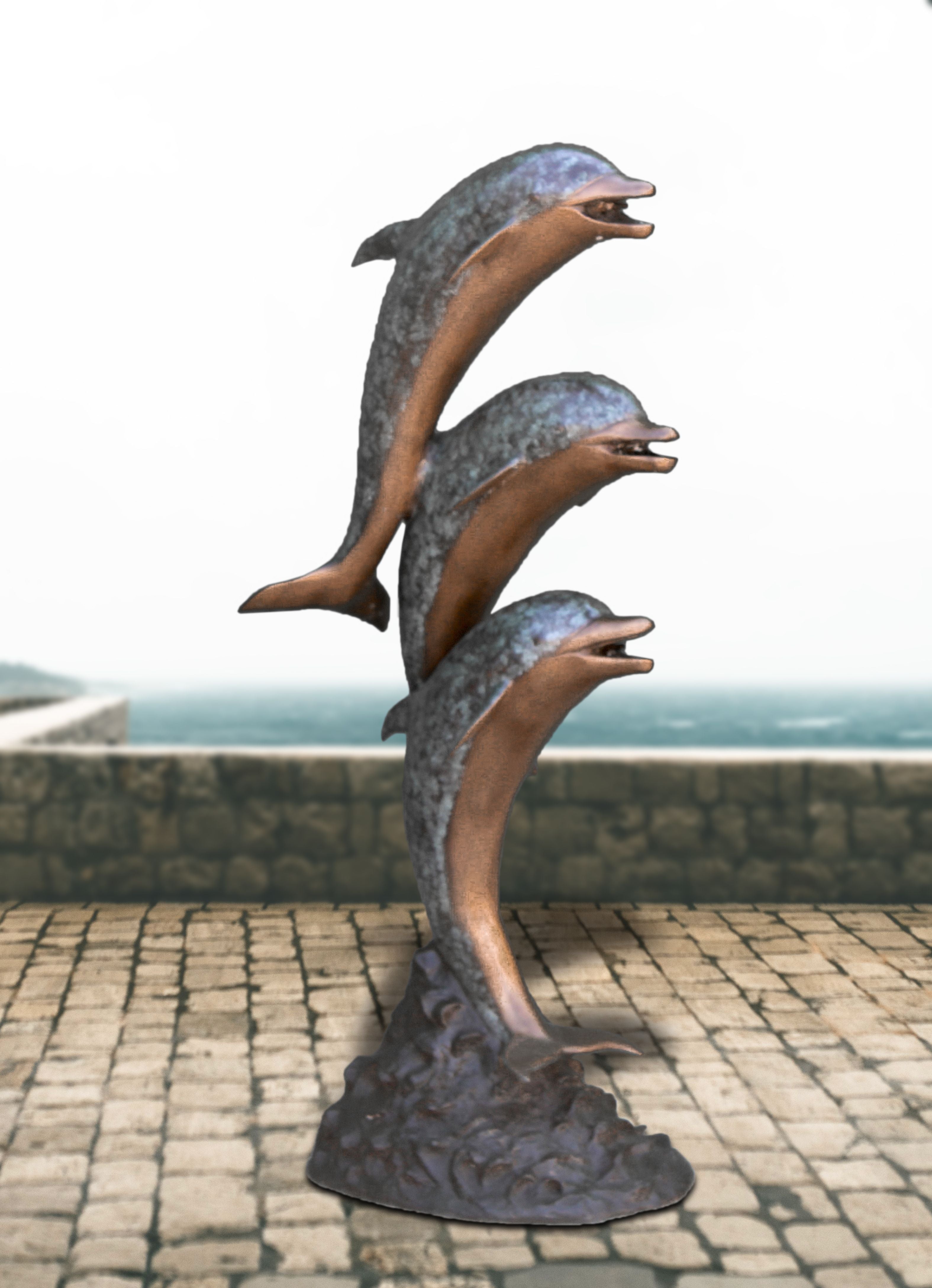 Dolphins Dance Bronze Statue