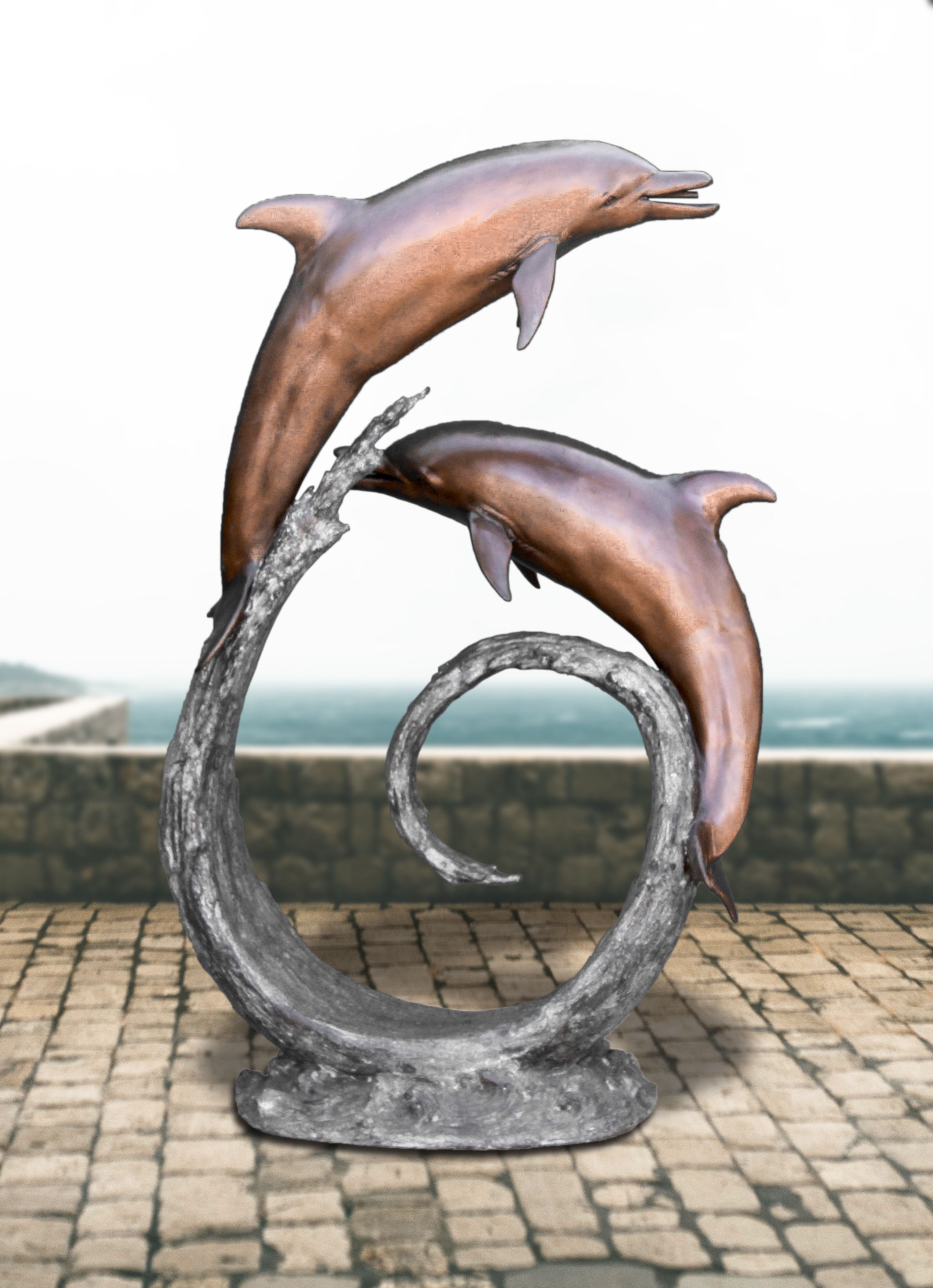 Dolphin Duets Bronze Statue