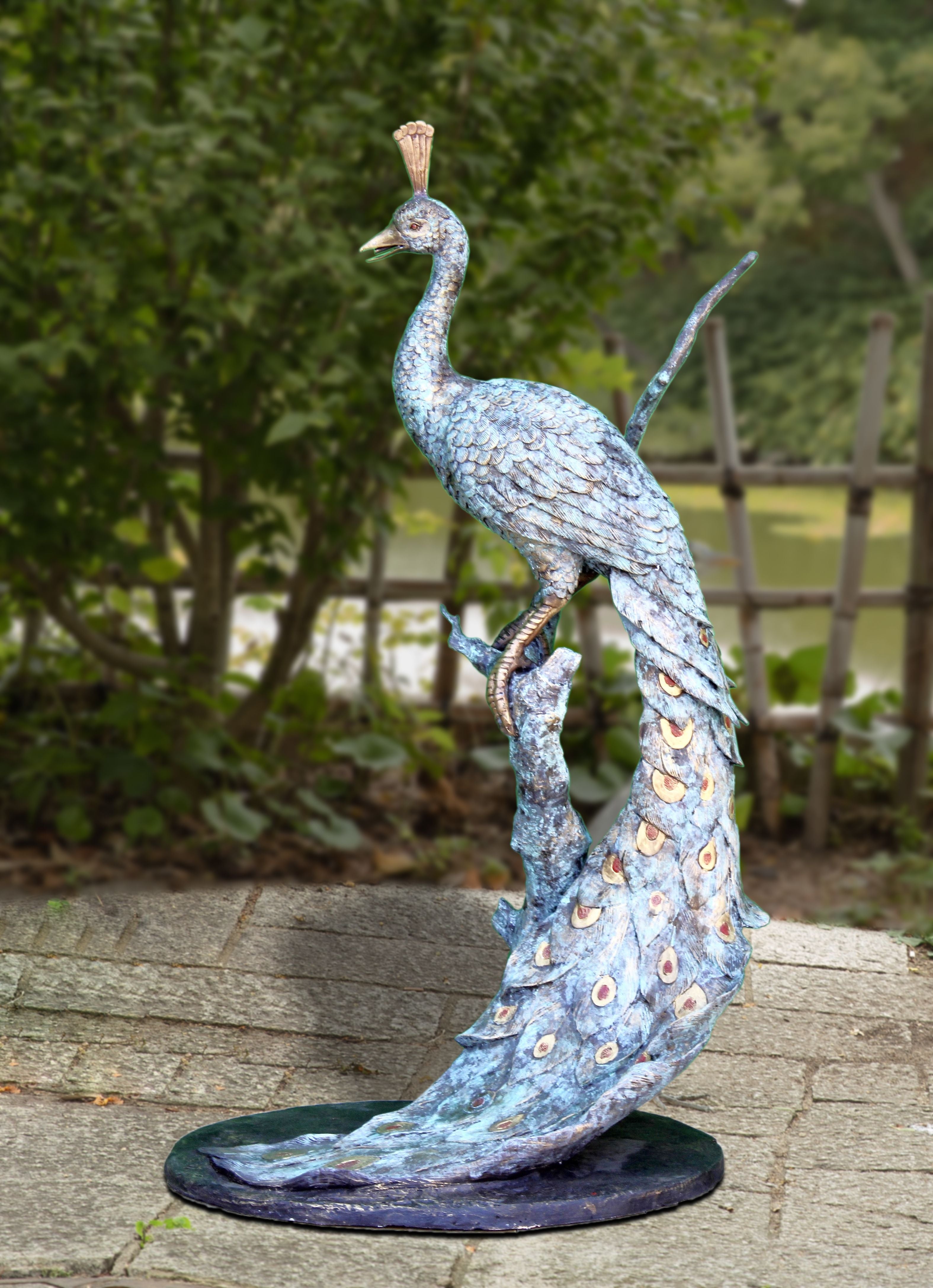 Elegant Peacock Bronze Statue