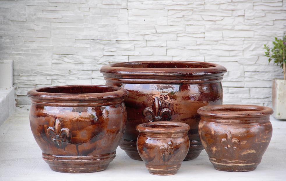 Fleur De Lis Ceramic Planters Set of 4