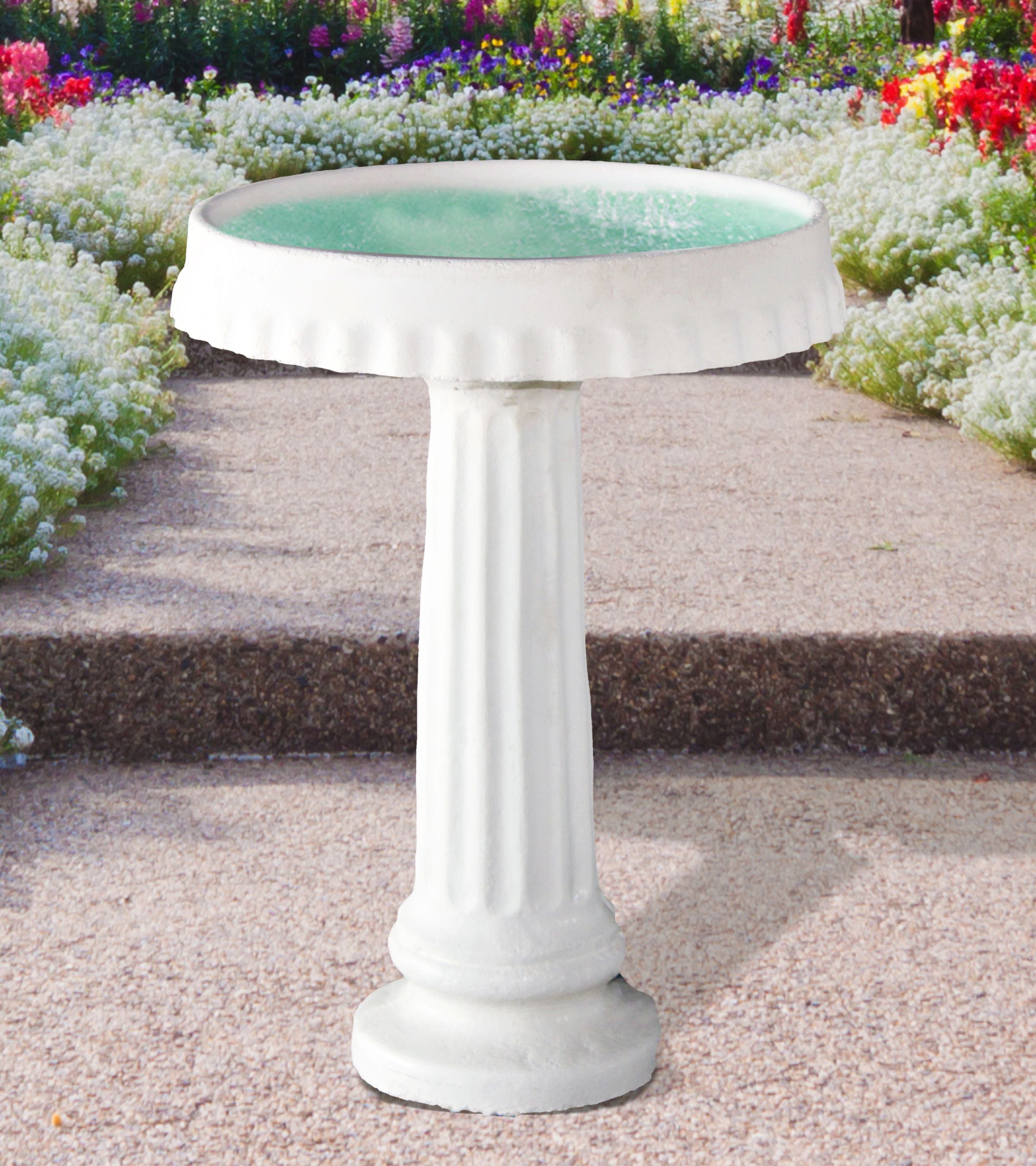Fluted Birdbath With Rounded Base