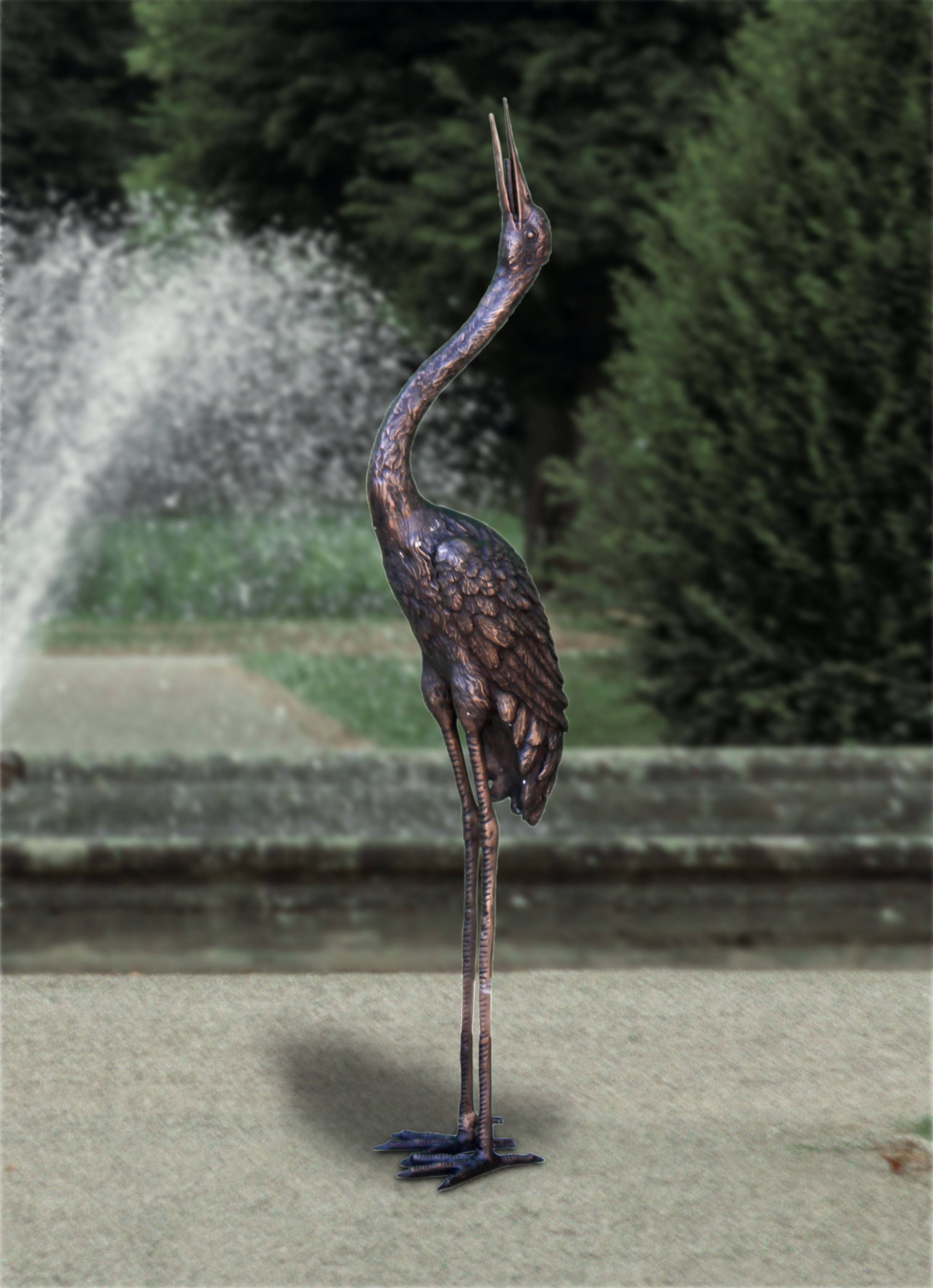 Noble Crane Reach Bronze Statue
