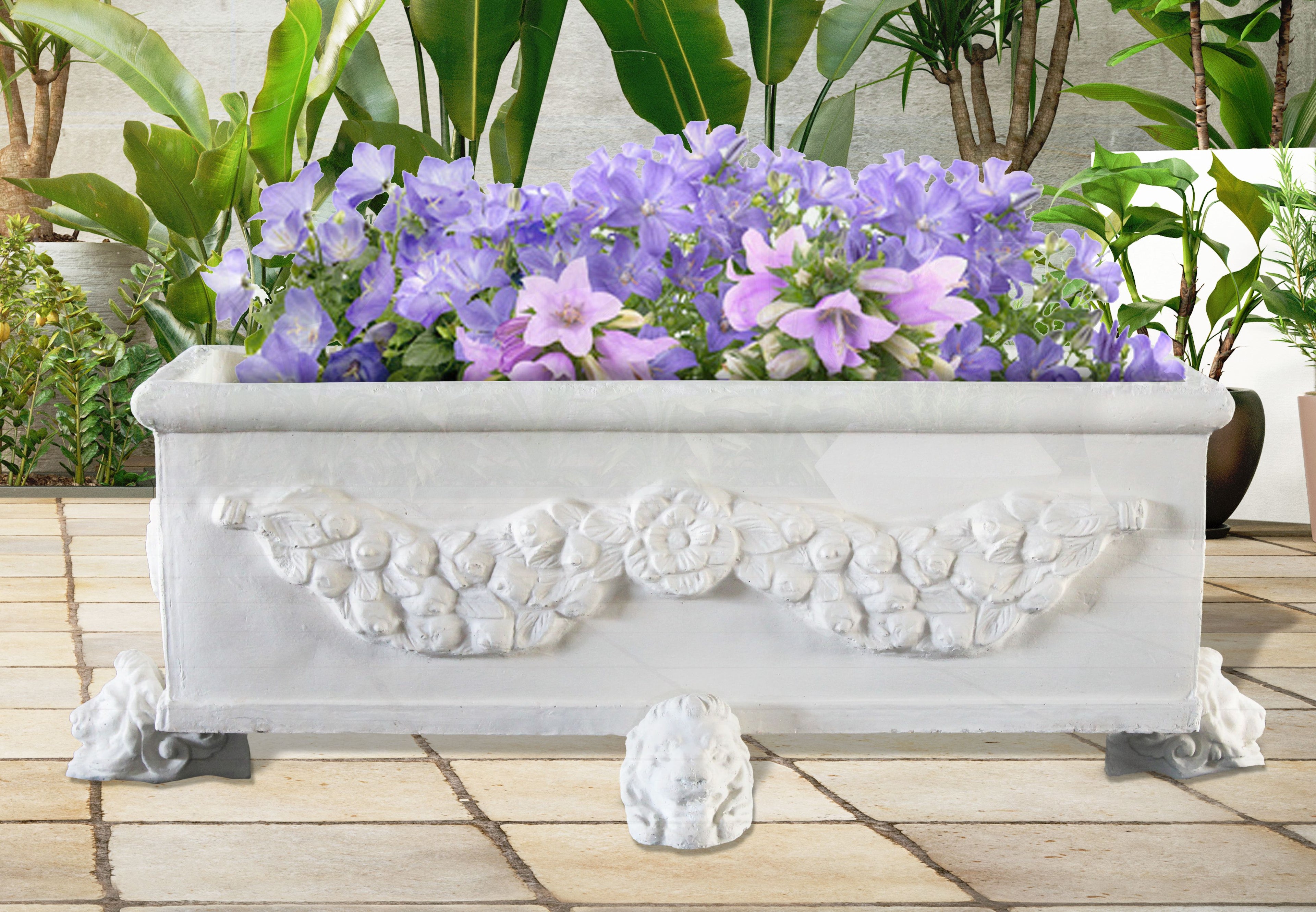 Rectangular Garland Planter With Lion Feet Support