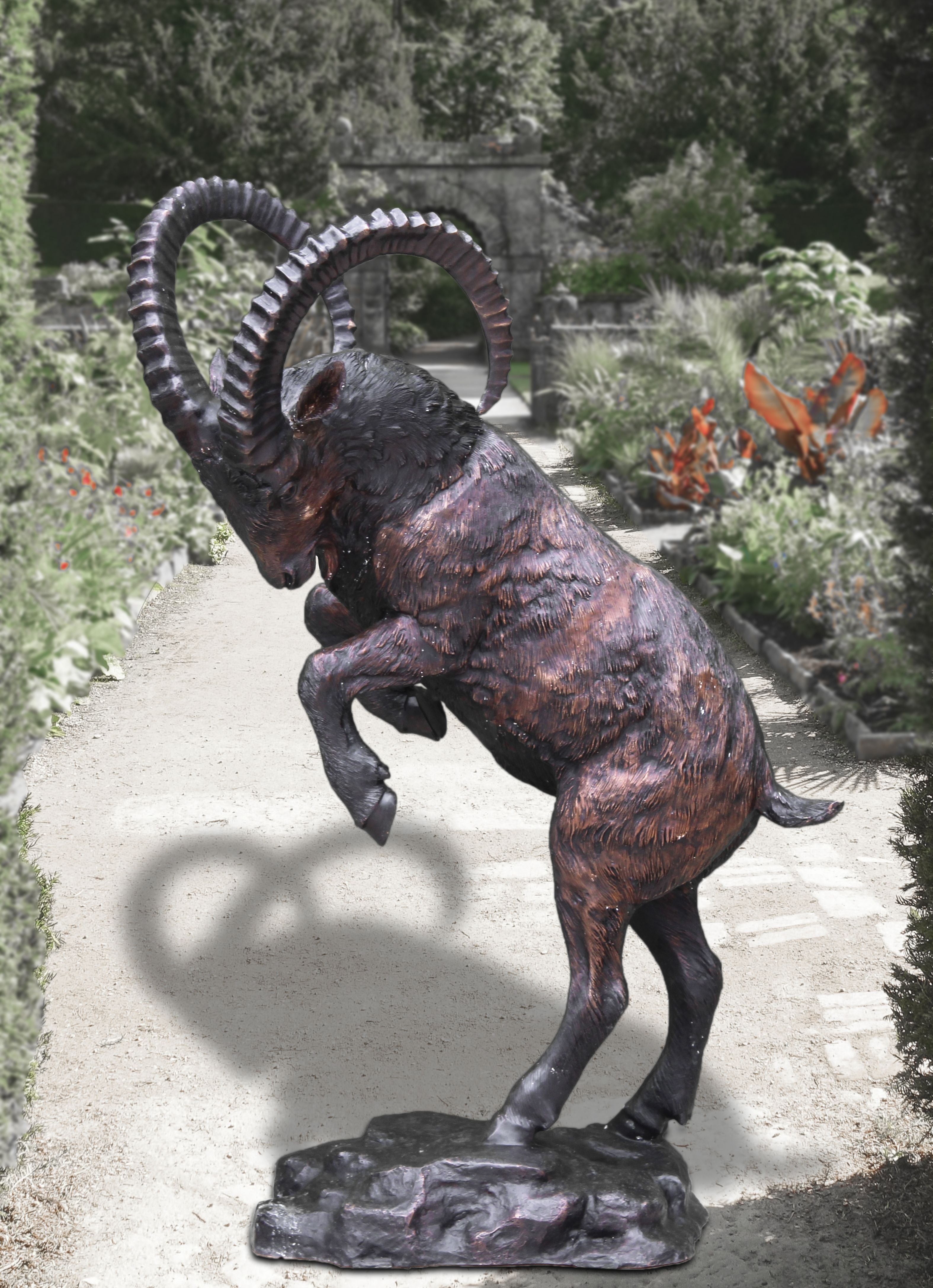Striking Ram Bronze Statue